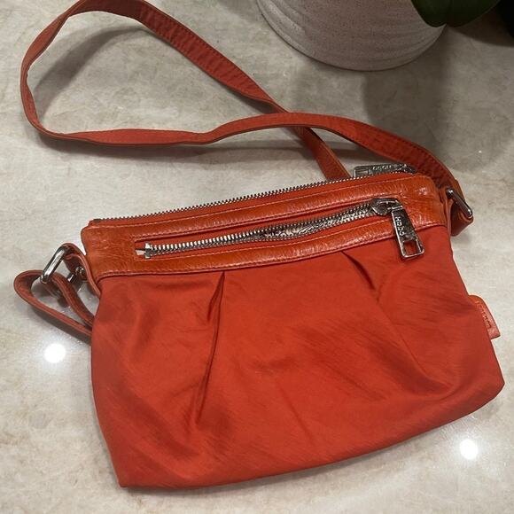 Hobo orange nylon and leather crossbody bag - Picture 1 of 9